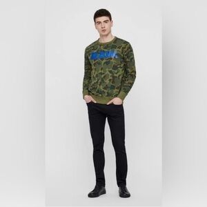 G-Star Men's Green and Khaki Jumper